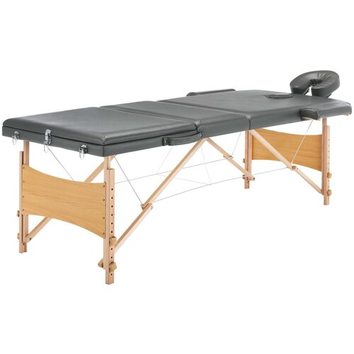 vidaXL Stol za masažu s 3 zone i drvenim okvirom antracit 186 x 68 cm Cijene