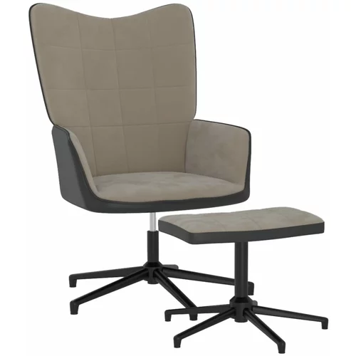 vidaXL stolica za opuštanje s osloncem za noge svjetlosiva baršun/PVC