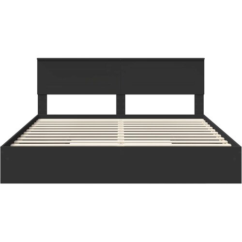  Krevet s od storage Crna 200 x 200 cm Konstruirano drvo Slike