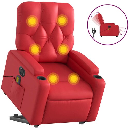 Maison Chic Električni masažni stol - Relax naslanjač s funkcijo vstajanja rdeče umetno usnje, (22062338) Cene