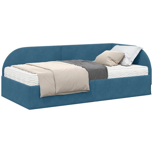 vidaXL Kutni krevetni okvir s madracem s uzglavljem 2 pcs Plava Bar&scaron;un - Plava 90 x 200 cm Cijene