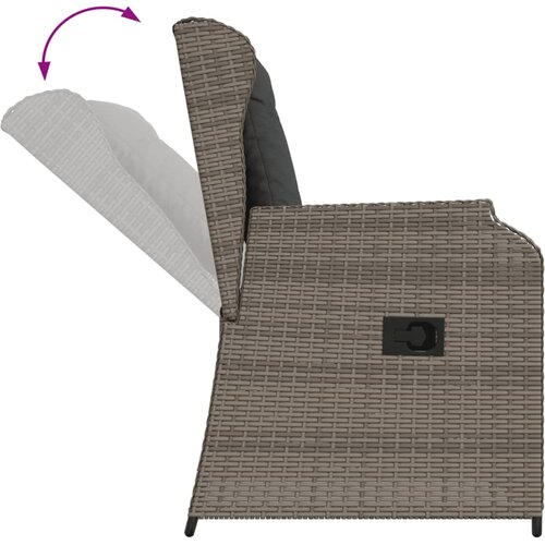 3-dijelna vrtna garnitura od poliratana s jastucima siva 90 x 55 x 40/71 cm Slike