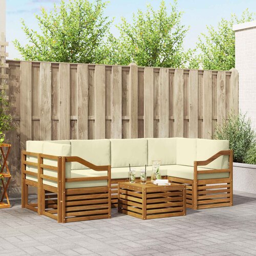  Set vanjskih sofa 7 kom. Prirodna i krem Čvrsto drvo akacije Cijene