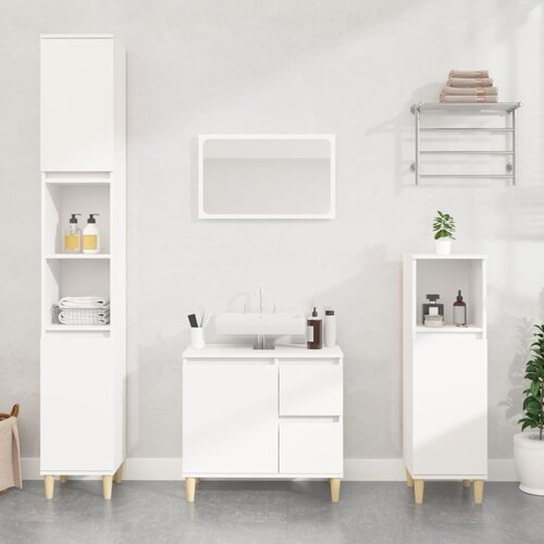 The Living Store Kopalni&amp;scaron;ka omarica bela 30x30x100 cm inženirski les - Kopalni&amp;scaron;ka Omarica, (21436609) Slike