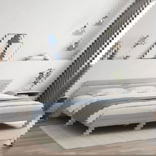 Furnova Posteljni okvir z vzglavjem siva sonoma 180x200 cm inž. les, (21944188) Cene