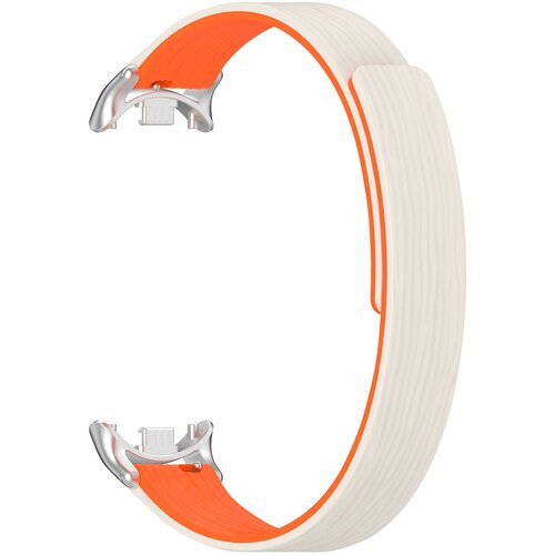 INF Združljiv s Xiaomi 10 Magnetni pa&scaron;ček za uro - Silikonski, 12mm priklop White+Orange, (5000079627) Cene