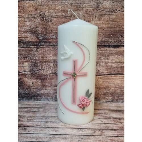  Krstne sveče s križcem, golobčkom in cvetjem KRSV 01 Cene