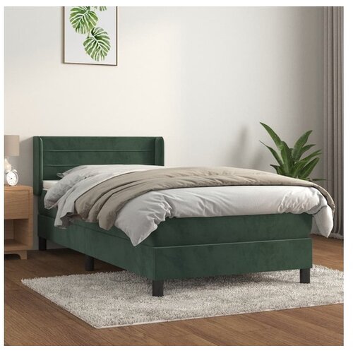  Box spring postelja z vzmetnico temno zelena 90x200 cm žamet Cene