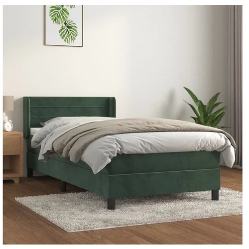  Box spring postelja z vzmetnico temno zelena 90x200 cm žamet