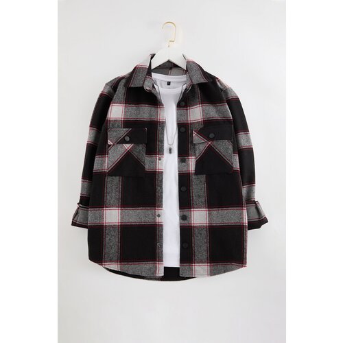 Trendyol Black Regular Fit Winter Checkered Lumberjack Shirt Jacket Slike