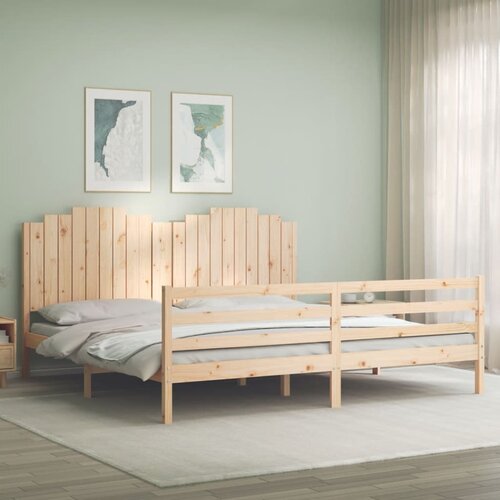 vidaXL Posteljni okvir z vzglavjem 200x200 cm trden les Cene