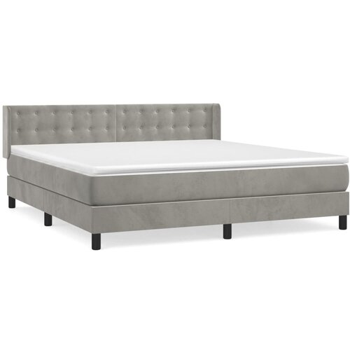 VidaXL Box spring postelja z vzmetnico svetlo siva 160x200 cm žamet, (20790199) Slike