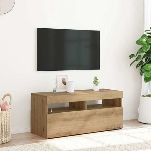 TV ormarić LED boja hrasta 90x35x40 cm konstruirano drvo Cene