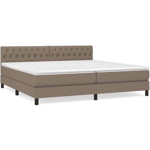  Krevet s oprugama i madracem smeđesivi 200x200 cm od tkanine Slike