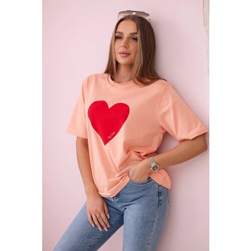 Kesi Cotton blouse with salmon heart print Slike