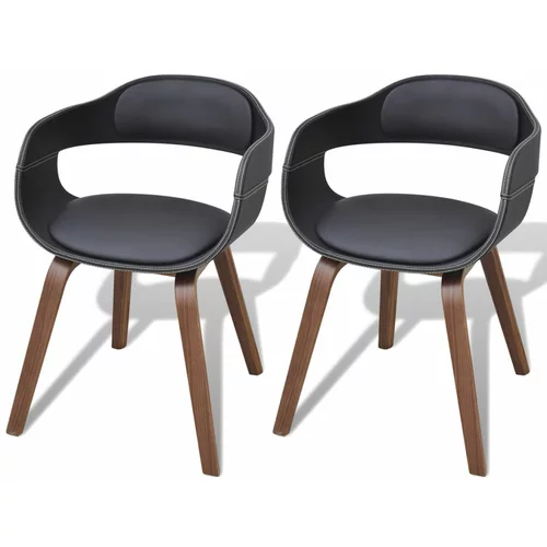  Blagovaonske stolice od zaobljenog drva i umjetne kože 2 kom crne