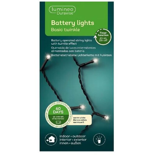 Lumineo Led novogodišnje lampice baterija 8 funkcija topla bela L710cm 497141 Slike