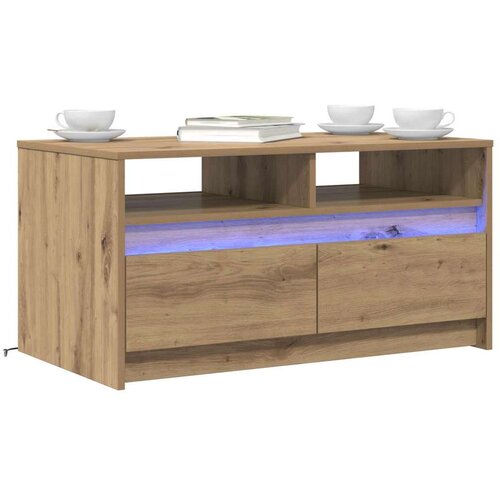  Stolić za kavu S LED lampica Umjetnička hrastovina 90 x 50 x 45 cm Slike