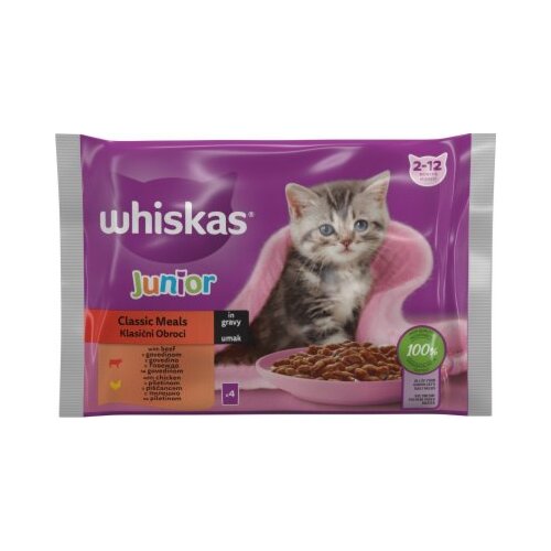 Whiskas Kitten klasični izbor govedina/piletina 4 x 85 g Slike