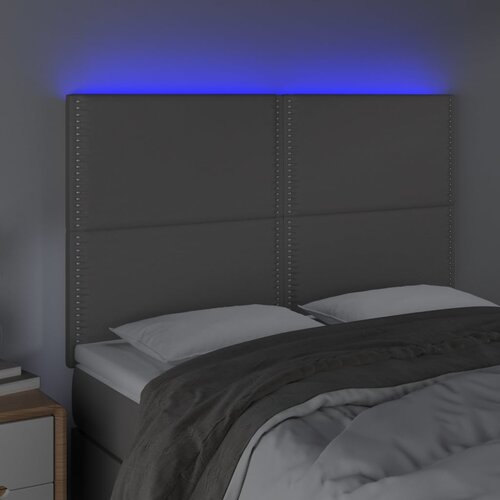  LED uzglavlje sivo 144x5x118/128 cm od umjetne kože Slike