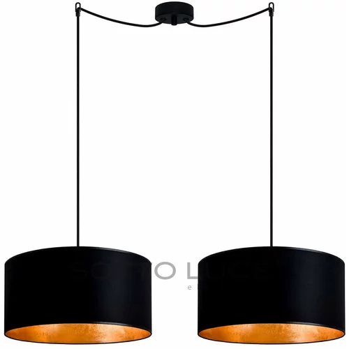 Sotto Luce Črna dvojna viseča svetilka z detajli v zlati barvi Mika