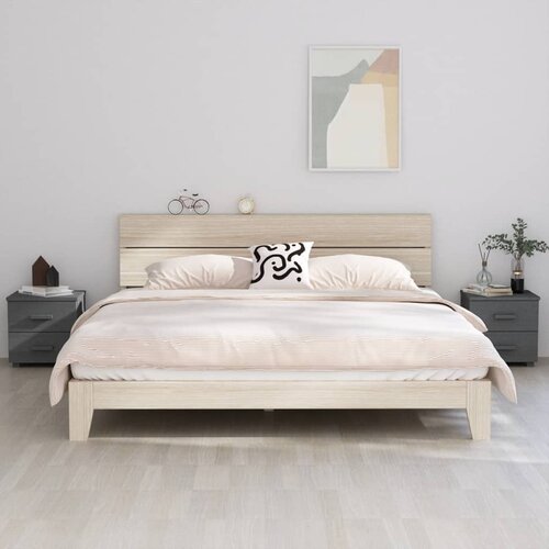 VidaXL noćni ormarići 2 kom tamnosivi 40x35x44,5 cm masivna borovina Slike