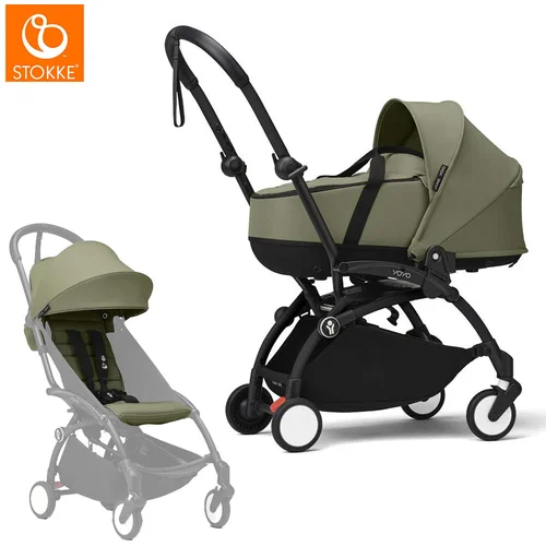 Stokke yoyo³ dječja kolica 2v1 newborn shell 0+ olive (black frame)