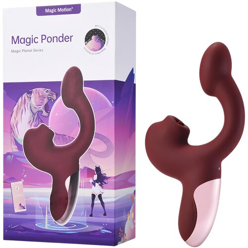 Magic Motion Magic Ponder - 2u1 vibracijski masažer s klitoralnim rukohvatom (bordo) Slike