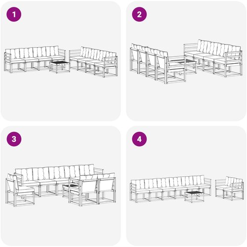  Set vanjskih sofa 9 kom. Prirodna i krem Slike
