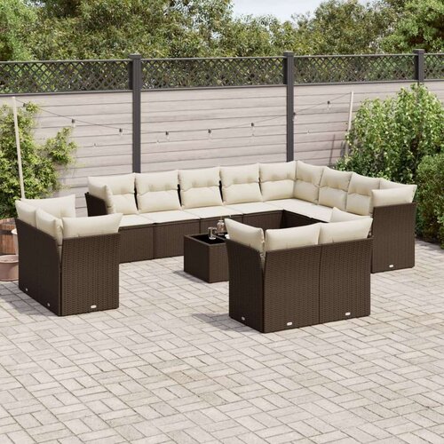 vidaXL 13-dijelni set vrtnih sofa s jastucima smeđi od poliratana Cijene