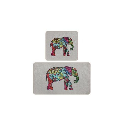  Olifant - beige multicolor bathmat set (2 pieces) Slike