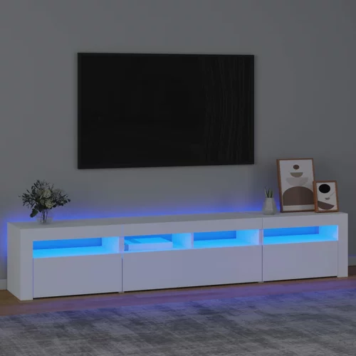 TV ormarić s LED svjetlima bijeli 210x35x40 cm