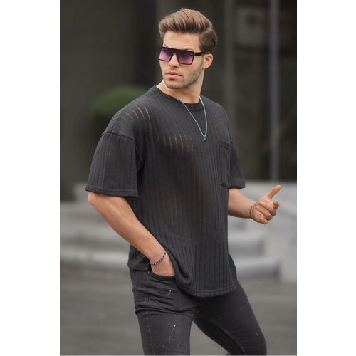 Madmext Men's Black Oversize T-Shirt 6180 Cene