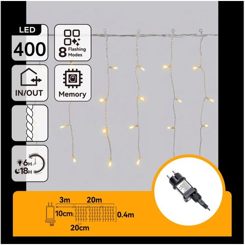 Aigostar LED spolja&scaron;nja božićna girlanda 400xLED/8 funkcija 23x0,4m IP44 topla bela Cene
