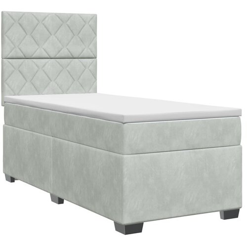 VidaXL boxspring postelja z vzmetnico, žamet, svetlo siva, 90&amp;times;190 cm Slike