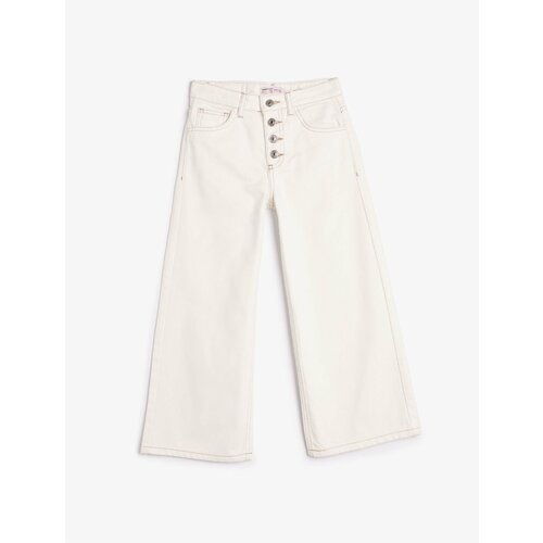 Koton Jeans Button Detailed Cotton - Wide Leg Jean Cene