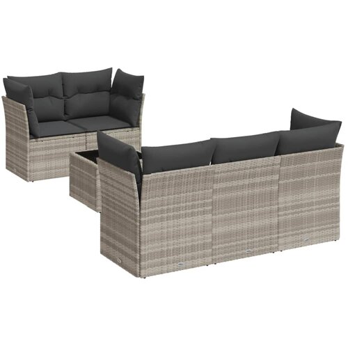  6-dijelni set vrtnih sofa od poliratana s jastucima svjetlosivi Slike