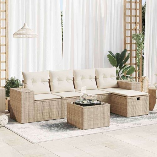 vidaXL 6-dijelni set vrtnih sofa s jastucima bež od poliratana Cijene