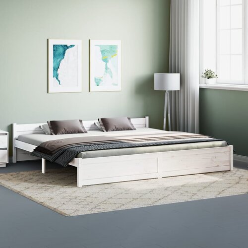 Furnova Posteljni okvir bel iz trdnega lesa 200x200 cm, (21943513) Cene