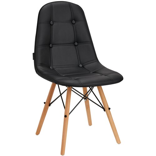 Shumee 4Rico Skandinavski stol QS-185 eko usnje, črn, (21388662) Slike