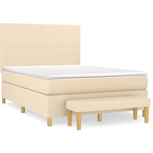 VidaXL Box spring postelja z vzmetnico krem 140x200 cm blago, (20896914) Slike