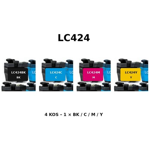  Komplet kompatibilnih kartu&amp;scaron; za Brother LC424 za DCP-J1200W, DCP-J1200WE &amp;ndash; BK/C/M/Y, 4 kos Slike