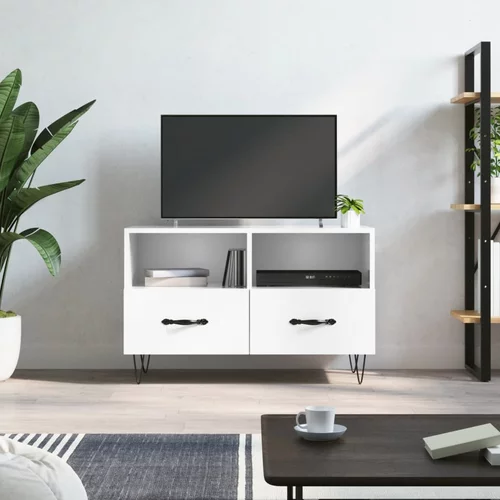 vidaXL TV omarica visok sijaj bela 80x36x50 cm inženirski les