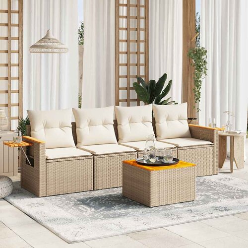  5-dijelni vrtni set sofa s jastucima bež od poliratana Cijene