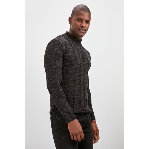 Trendyol Black Men&amp;#039;s Braided Turtleneck Knitwear Sweater Slike