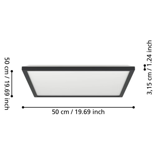 Eglo 901444- LED kupatilsko plafonsko svetlo ROVITO 17W/230V 50x50 cm IP44 crna Slike