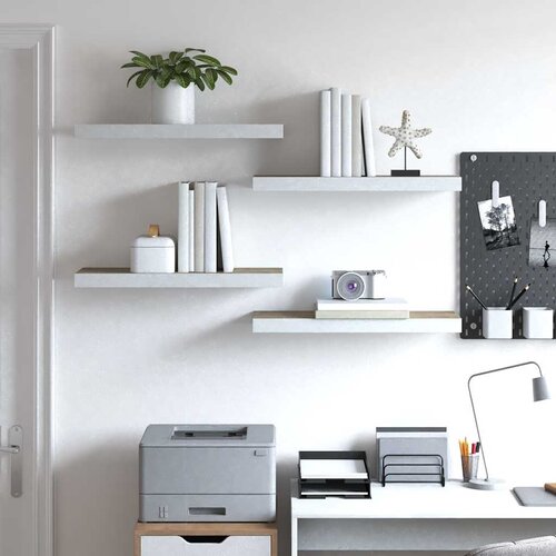  Plutajuće zidne police 4 kom hrast i bijele 60x23,5x3,8 cm MDF Slike