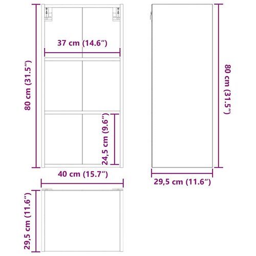  Viseći ormarić s policom Riga Dimljeni hrast 40 x 29 5 x 80 cm Slike