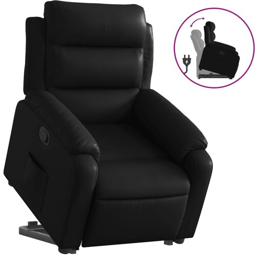 Maison Chic Naslanjač - Relax naslanjač s funkcijo vstajanja črno umetno usnje, (22062257) Cene
