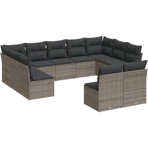  11-dijelni set vrtnih sofa od poliratana s jastucima sivi Slike